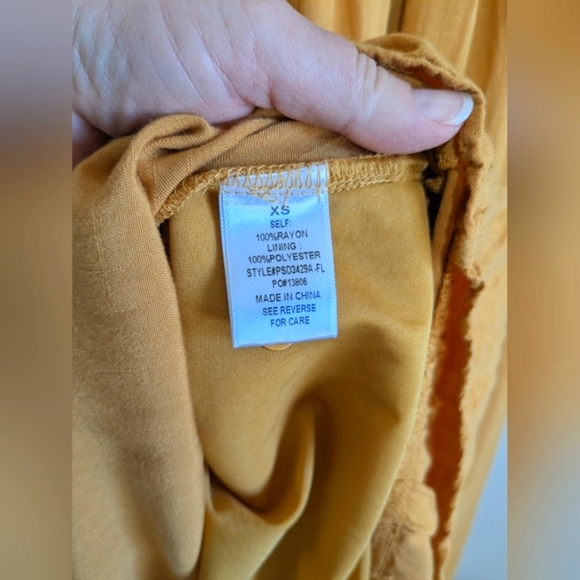 Baltic Born Cascading Ruffle Pleated Button Top Puff Sleeve Textured Front Midi - Picture 16 of 16